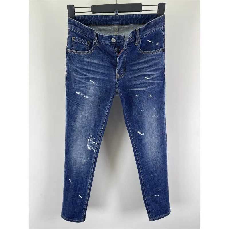 Men Classic Skinny Blue Denim Jeans Man Italian Style Stretch Ripped Denim Pants Quality Male Slim Fit Denim Trousers Size 38W251117 - view 5