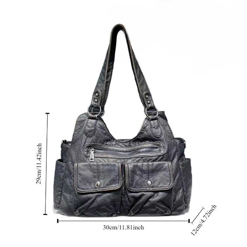 Womens Fashion Retro Hot Girl Motorcycle Shoulder Bag Large Capacity Female PU Leather Messenger Underarm BagsW251117