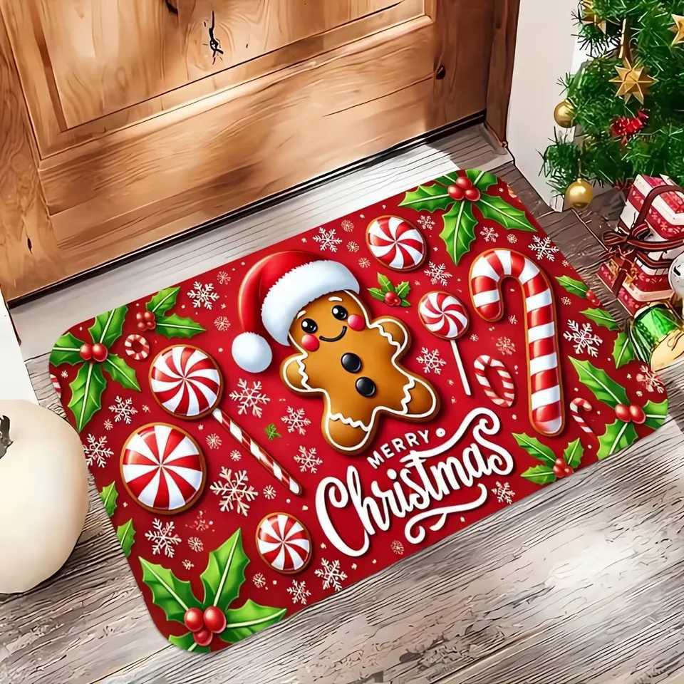 VIKAMA Christmas Carpet Gingerbread Man Doormat Soft Welcome Carpet Living Room Carpet Rug For Bedroom Outdoor Carpet Home DecorM251117
