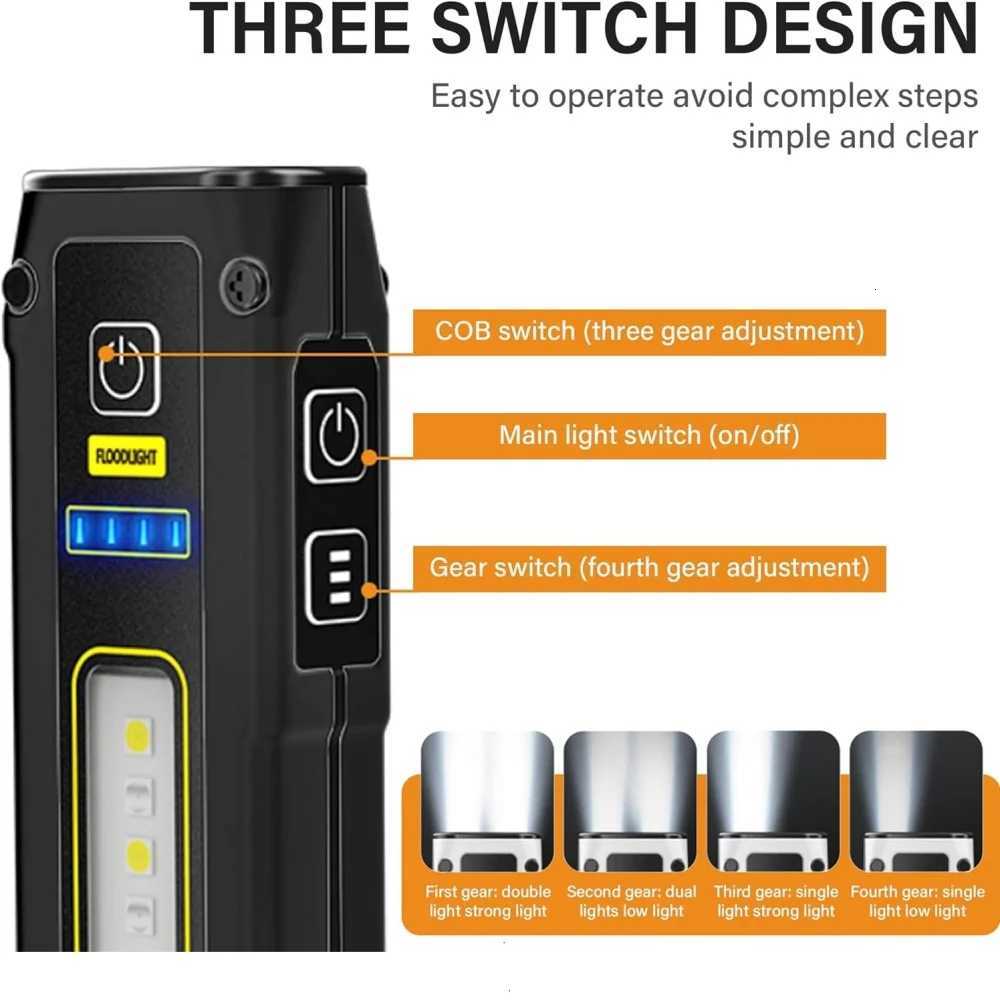 Portable Rechargeable LED Work Light Mini Magnetic Flashlight COB Side Light Mini Outdoor Flashlights Portable Torch Light M251117