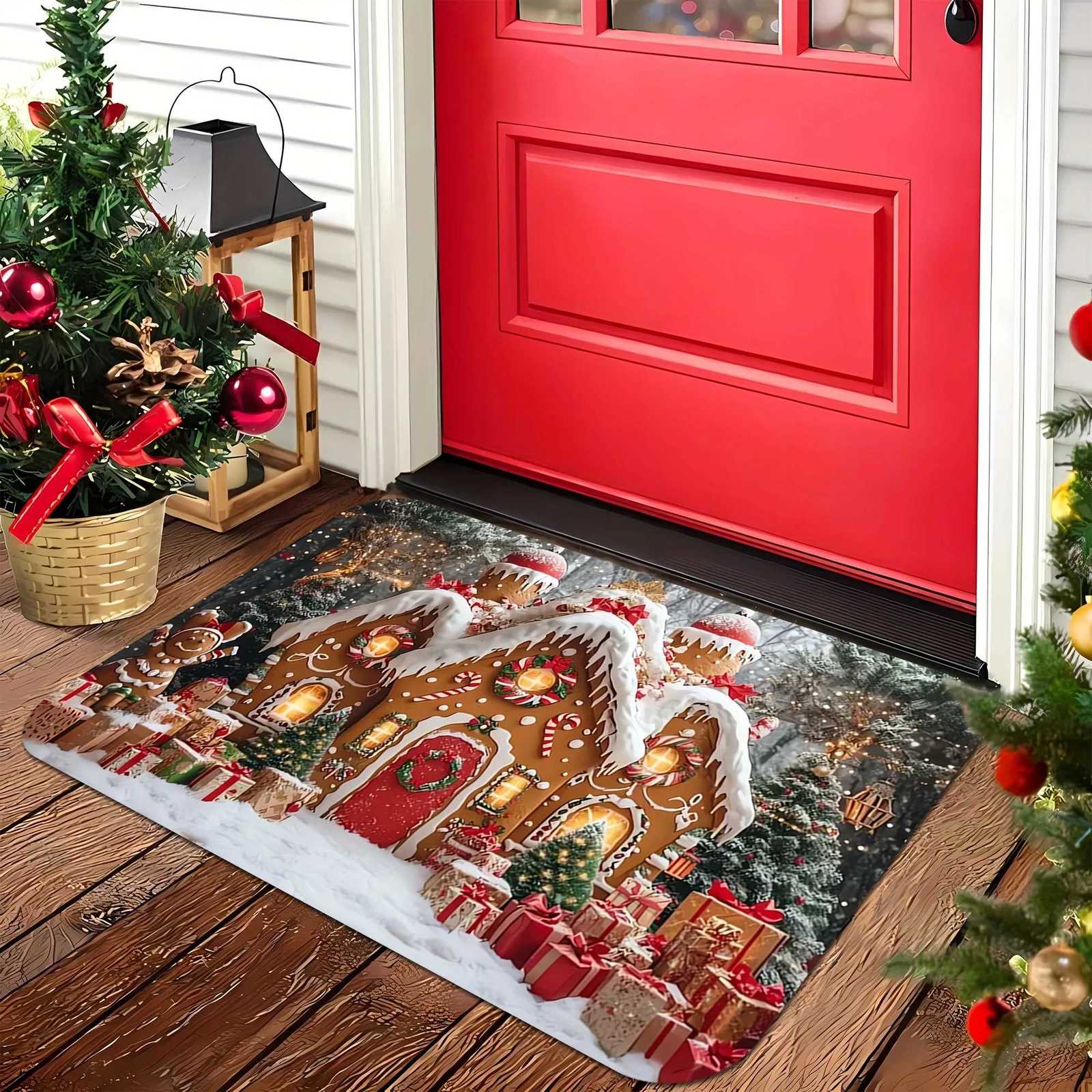 VIKAMA Christmas Carpet Snow Scene Doormat Festive Welcome Mat Warm Living Room Carpet Winter Rug For Bedroom Home DecorationM251117