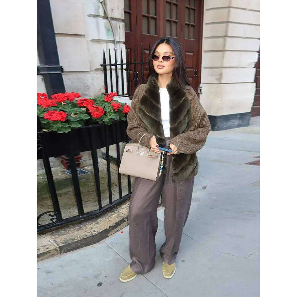 Women's Stand Collar Full Sleeve Faux Fur Solid Zipper Female Jackets 2025 Autumn Fashion Chic Cozy Lady Outwears Winter Puffer Jacket Women