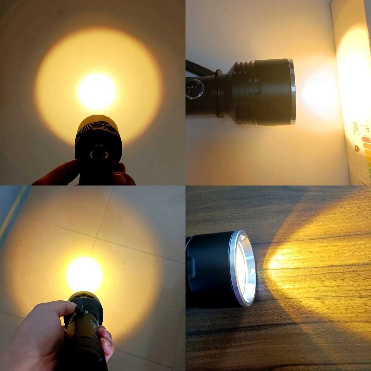 XHP190 Underwater Lantern Yellow Light 3 Modes Professional Diving Flashlight IPX8 Waterproof Underwater Searchlight Scuba Lamp M251117