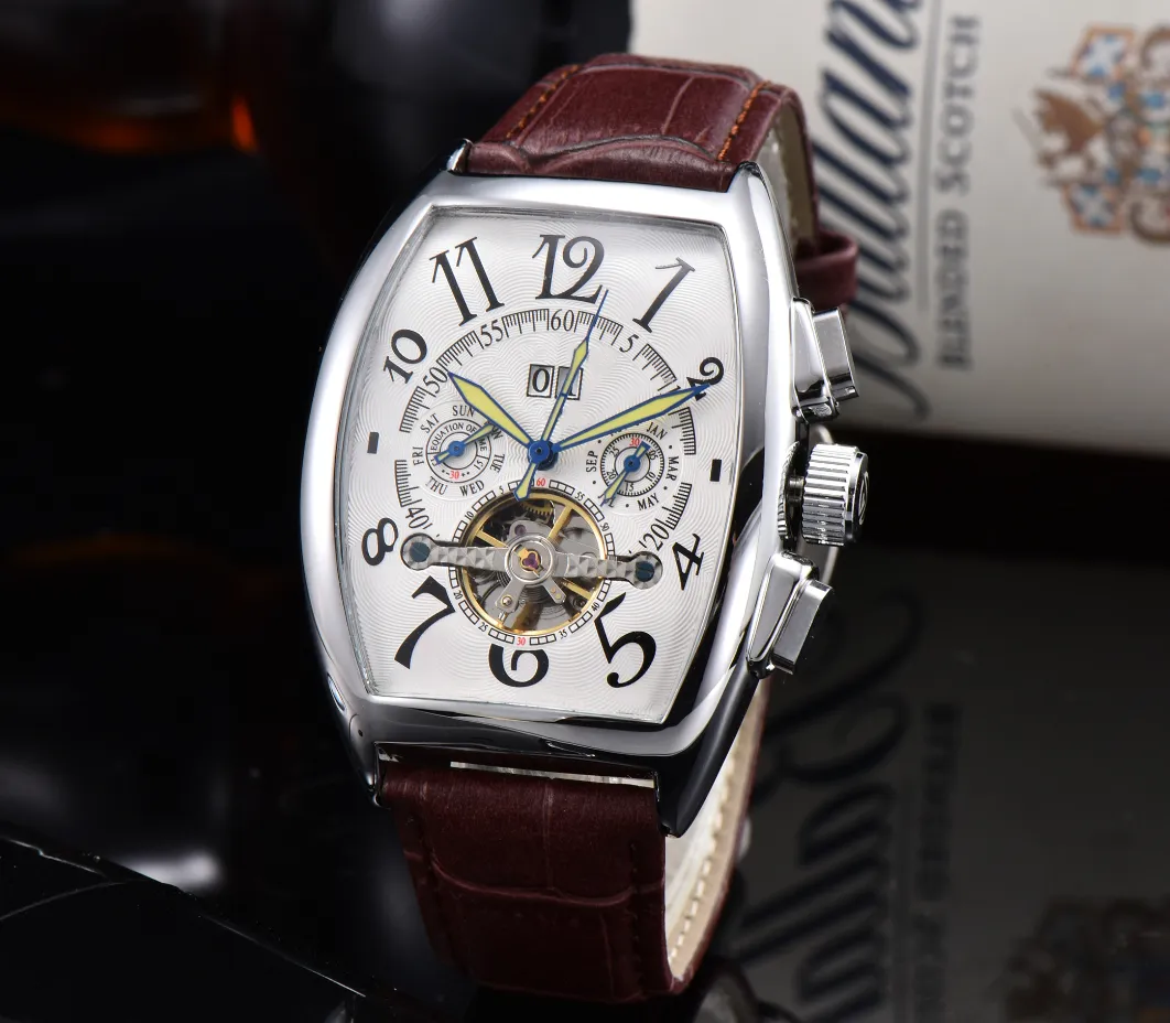 AAA Men's mechanical watch Tourbillon automatic mechanical leather fashion hollow skeleton dating men's designer watches wholesale men's gifts 02