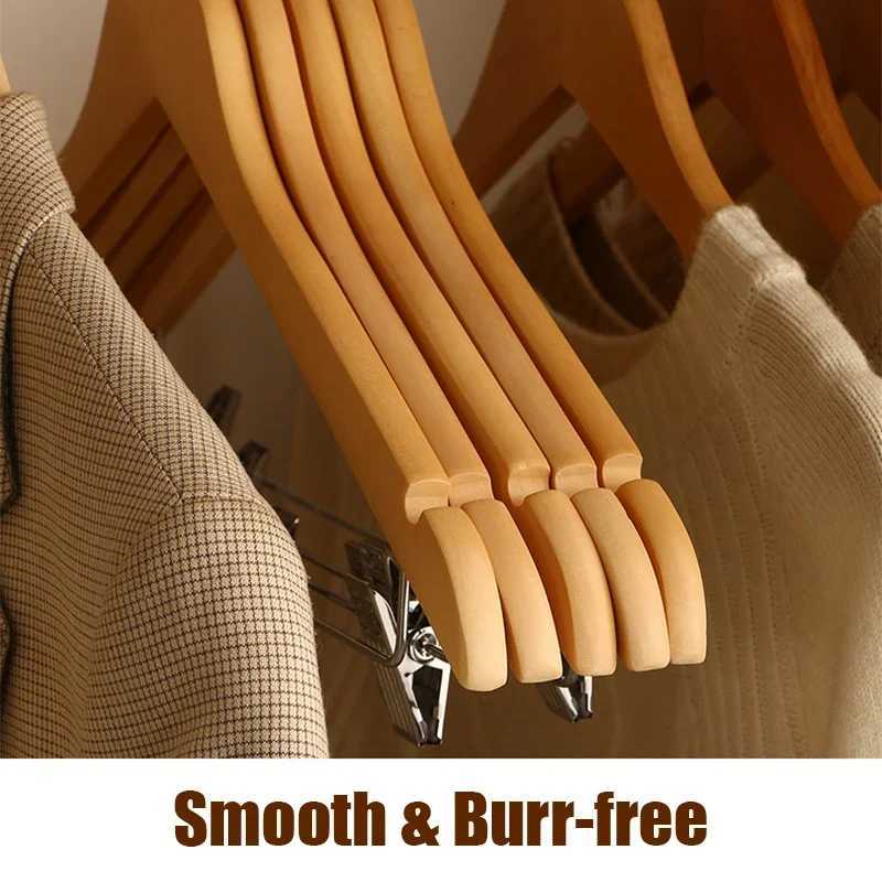 5PCS High-Grade Wooden Suit HangersSkirt Hanger Solid Wooden Trouser Rack with Shoulder Notches for Dress Jacket C251117