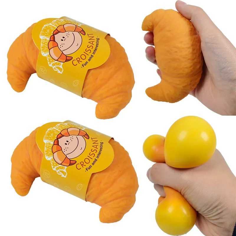 Fun Realistic Croissant Toy Pinch Squeeze Relief Squishy Stress Cute Lazy Stress Ball Funny Stress Relief Fidget Toy J251117