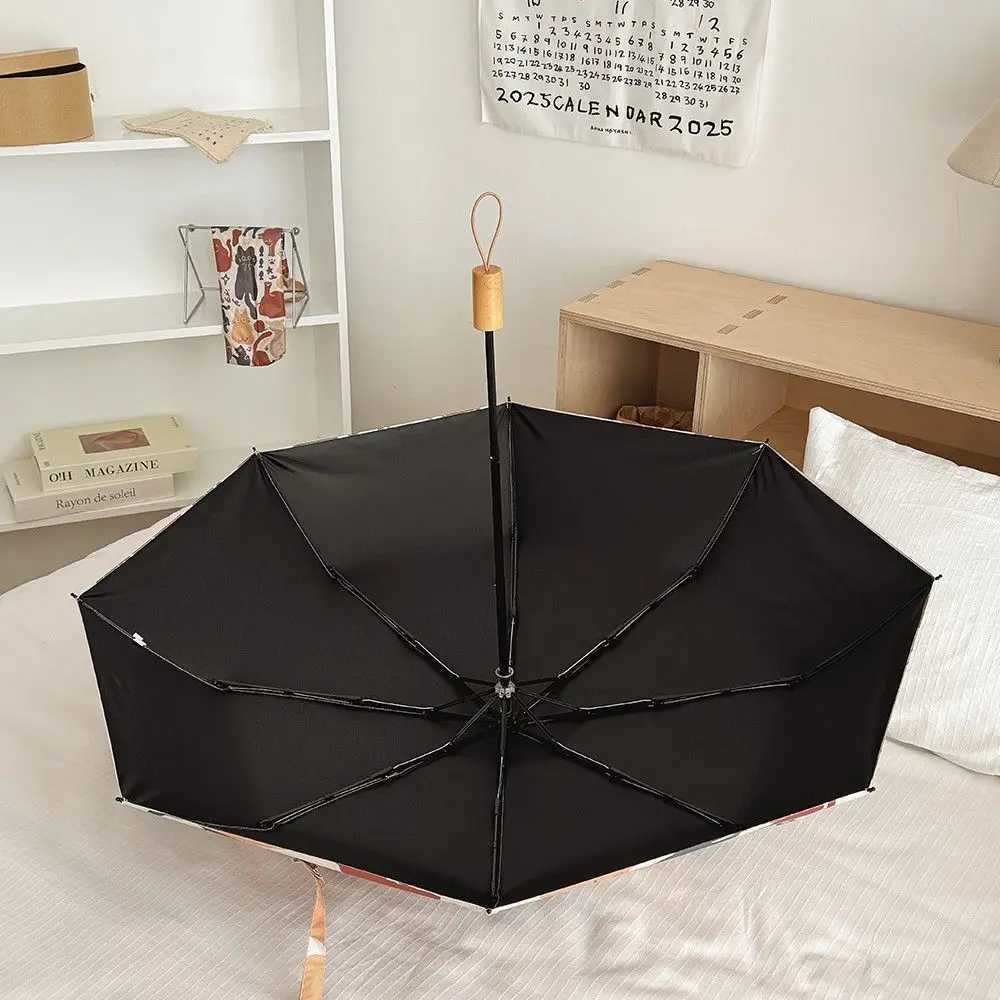 Cat Automatic Umbrella Three-fold Eight-fold Folding Sun and Rain Umbrella Black Gel Sun Protection Umbrella C251117