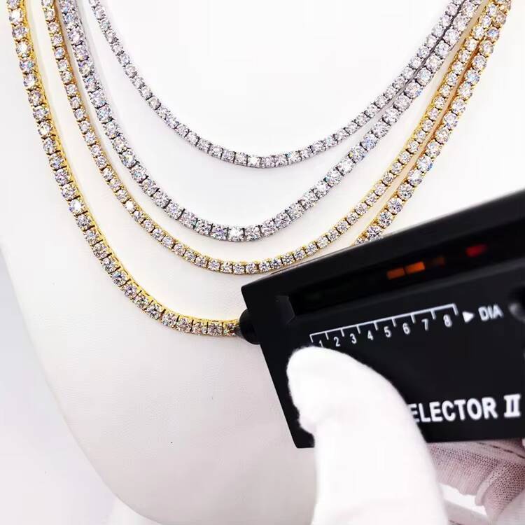 Dropshipping 14K 18K Gold Plate 925 Silver Moissanite Tennis Chain Bracelets 5mm VVS Diamond Necklace for Women Men