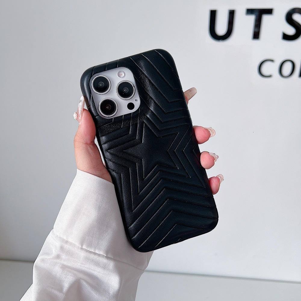 Line Five-Pointed Star Phone Case Compatible with iPhone 16/15 Pro Simple Solid Color Protective Cover iPhone 14 Cartoon