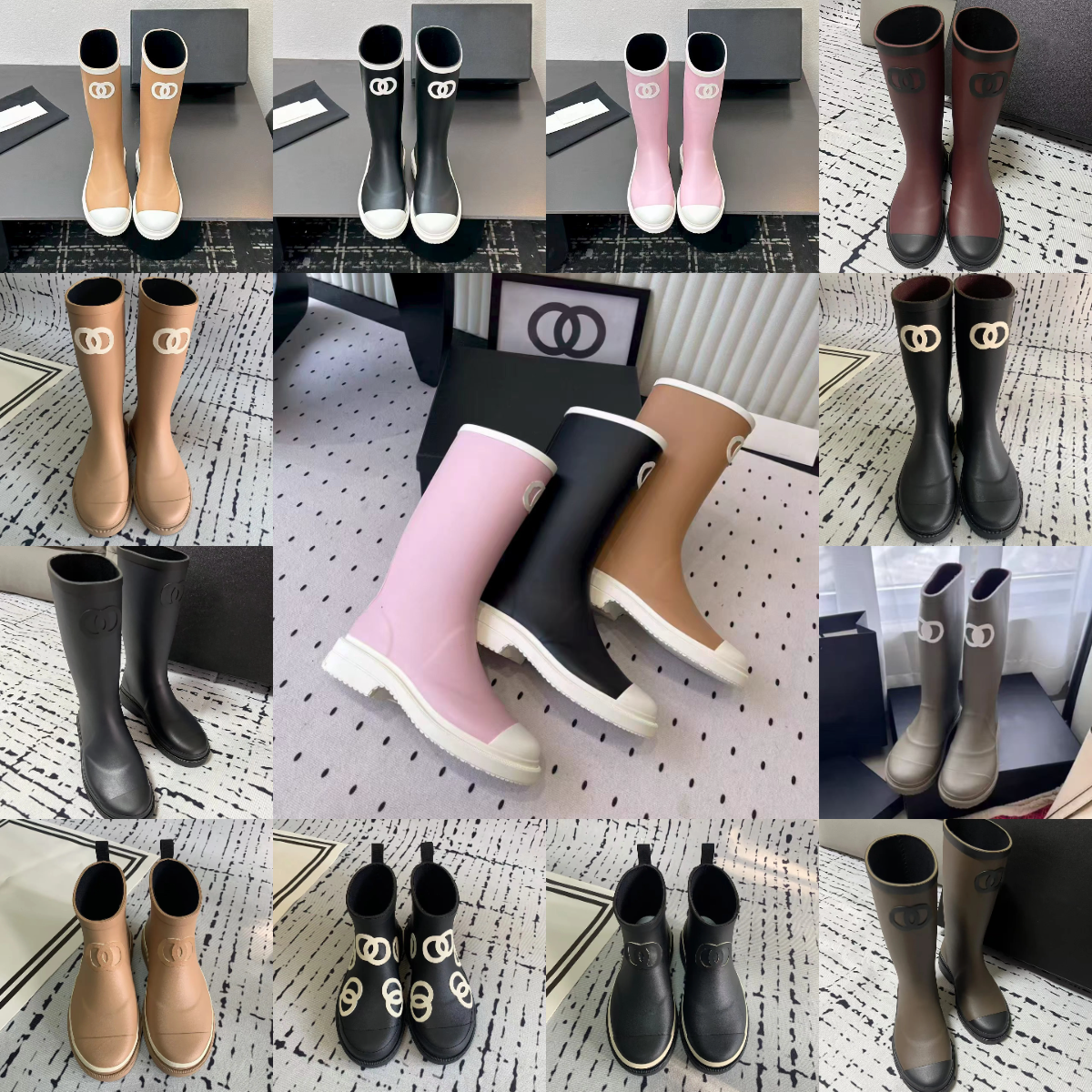 35-41 Brand Designer Square Toe Women Rain snow Boots Thick Heel Thicks Sole Ankle Boot Women's Rubber Boot G220720 good are quality