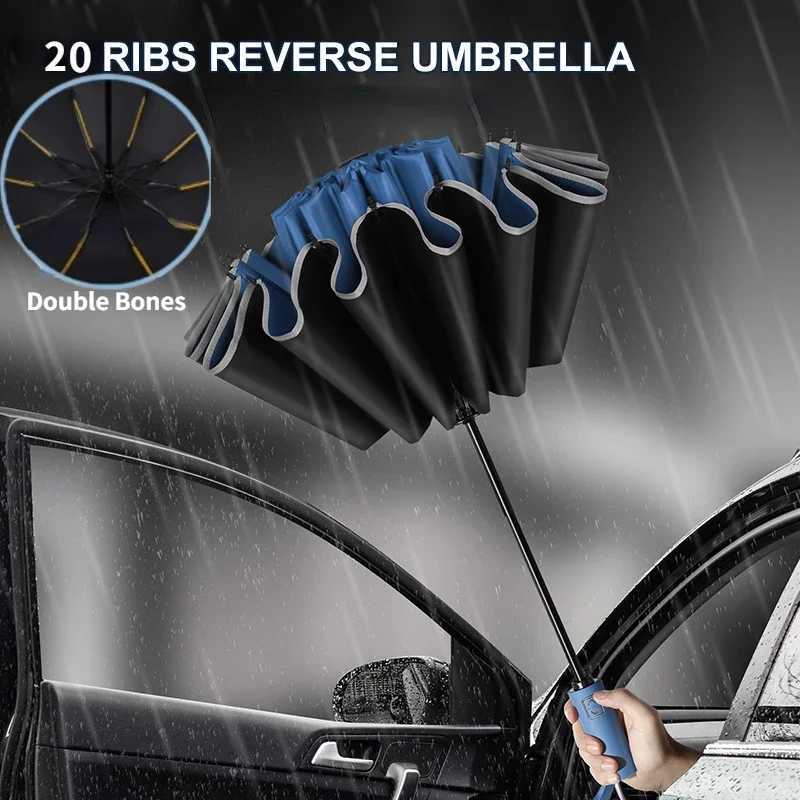 Men Women Umbrella Fully Automatic Reverse Folding Umbrella with Windproof Reflective Stripe UV Umbrellas C2511172