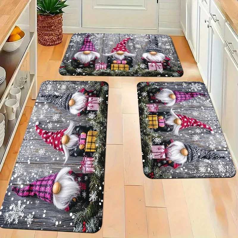 VIKAMA Christmas Carpet Kitchen Rug 3pc Carpet Soft Winter Carpet Doormat Welcome Mat Living Room Carpet Rug For Bedroom Home DeM251117