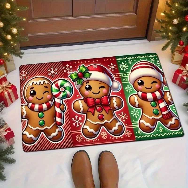 VIKAMA Christmas Gingerbread Doormat Non-Slip Entrance Doormat Carpet Living Room Sofa Carpet Bathroom Floor Carpet Home DecoratM251117