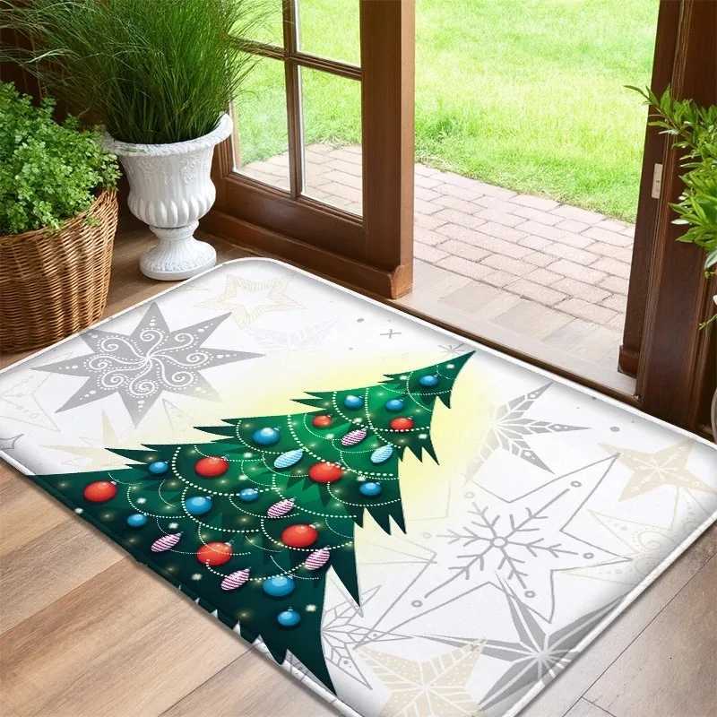 Christmas Lion and Tiger Print Decoration Flannel Door Mat Absorbent Foot Mat Small Floor Mat Machine Washable Carpet DecorationM251117