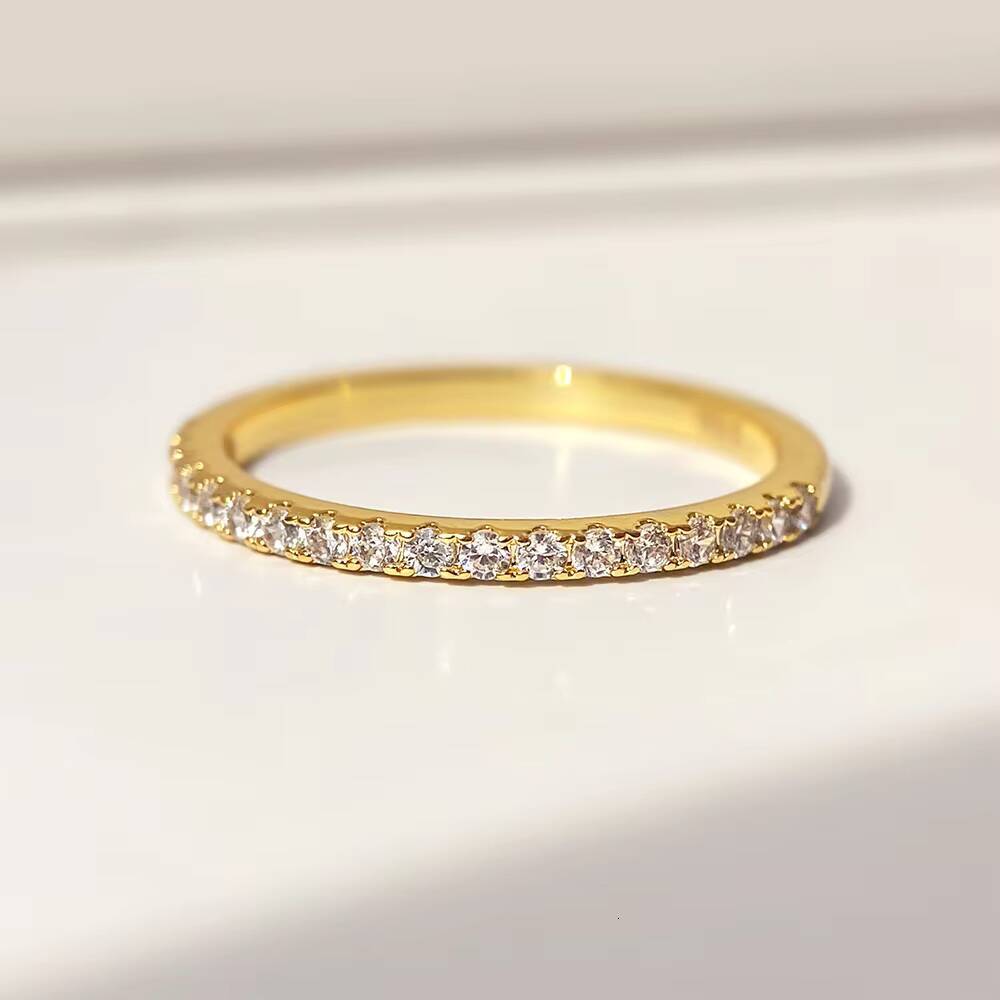 foxi SilverJewelry Rings Luxury Cubic Zirconia Gold Plated 925 Sterling Silver Pairing for Engagement Classic Ring for Women