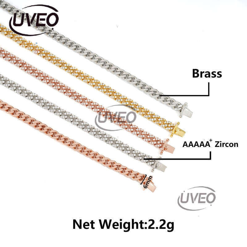 Sterling Silver VVS Iced Out 925 Gold Jewelry Moissanite Cuban Chain Hiphop Pass Dias Tester Pendant Cuban Link Chains High Quality Gift Moissanite Ch