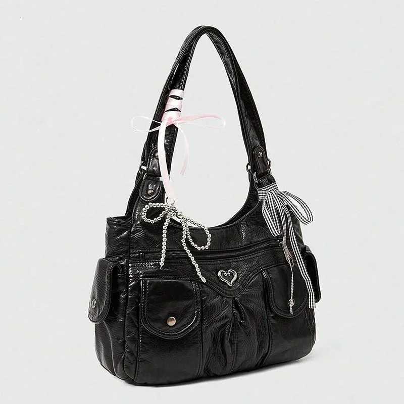 Fashionable handbag with bow pendant niche design large capacity womens armpit bag suitable for commuting to work shoppingW251117