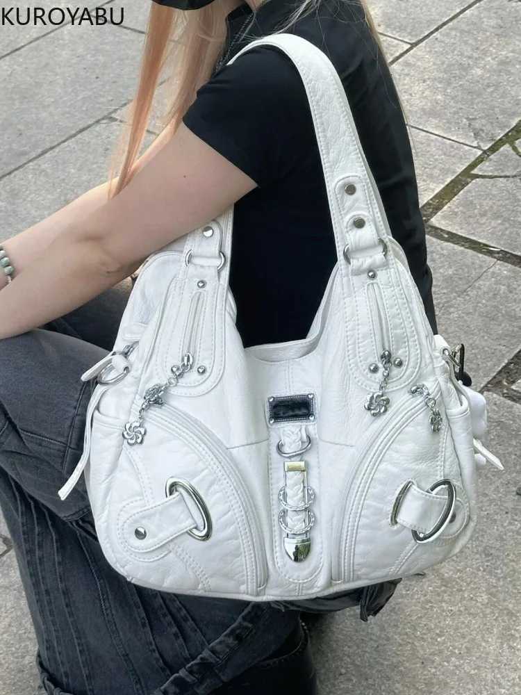 Y2K Shoulder Bags Women Handbags Chic Crossbody Bag Vintage Leather Motorcycle Bag Large Capacity Multi Pocket Bag Bolsos MujerW251117