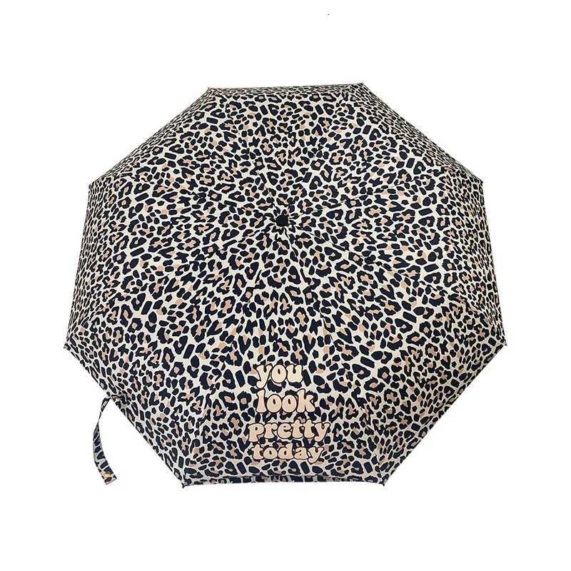 Leopard Print 3 5 Folding Rain Umbrella Automatic Manual Creative Outdoor Windproof Women Sun Protection Parasol Compact Gift C251117