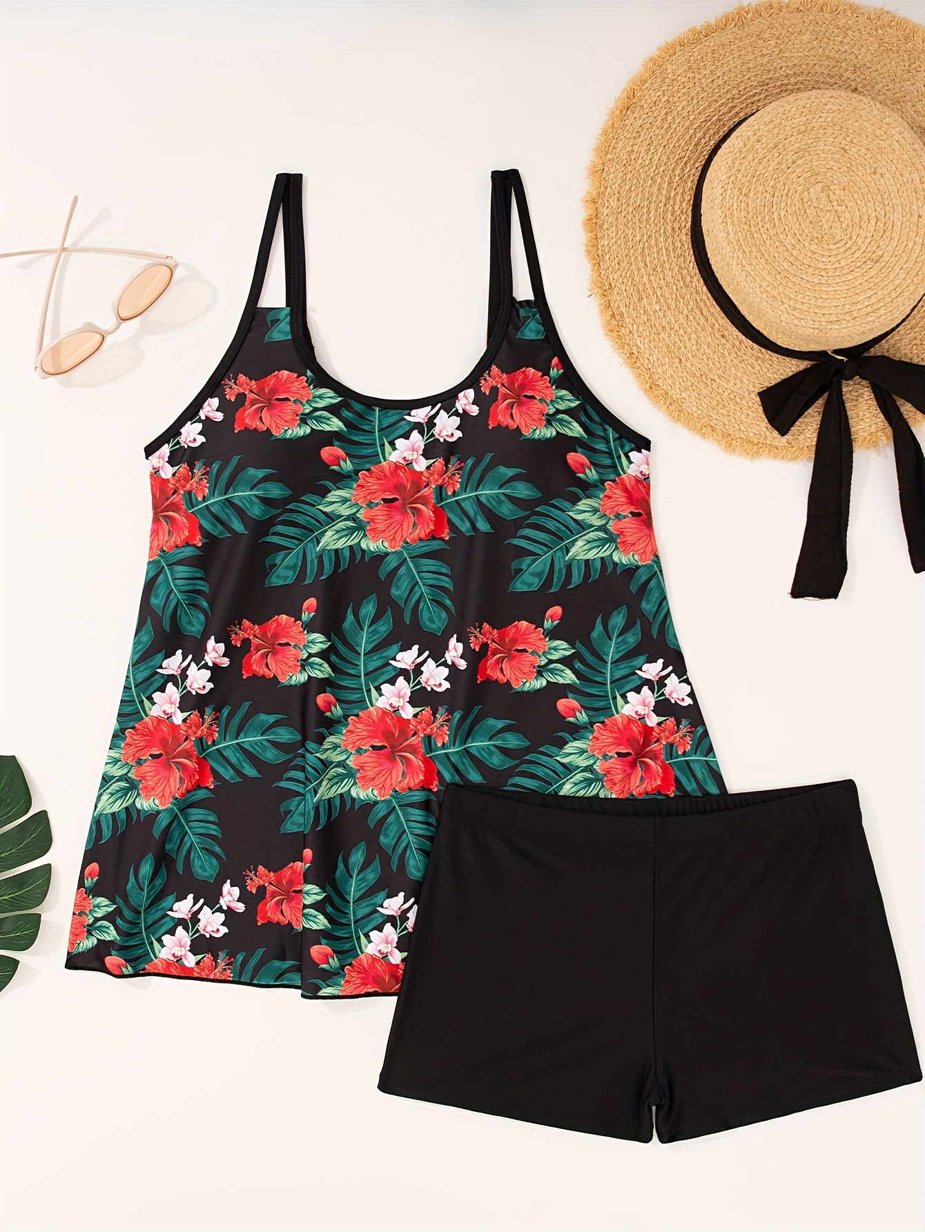 2025 Tankini Swimsuit for Woman Tummy Control Flowy Swimwear Two Piece Bathing Suit Swim Tank Top with Boyshorts