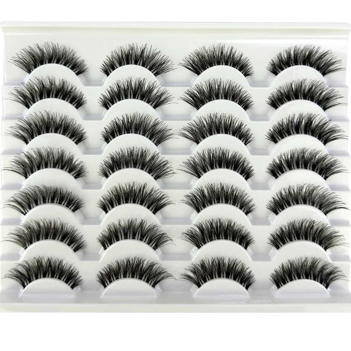 14 pair handmade Transparent Stem False Eyelashes Soft Cross Natural Long Eye Lashes Daily Makeup Tools Art Thick Fake EyelasheT251117