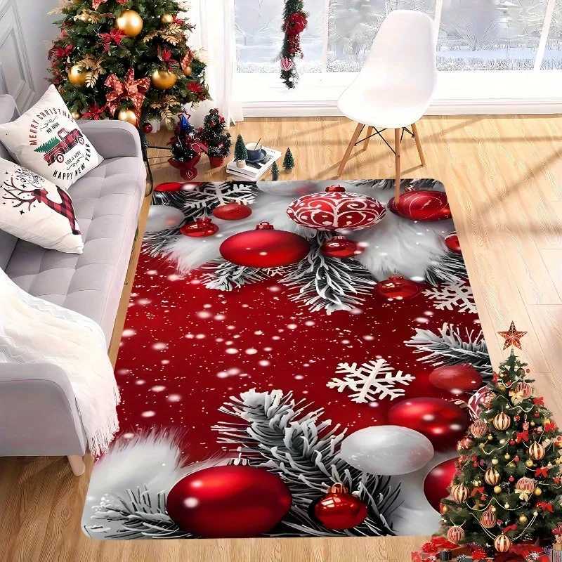 Pine Branch Snowflake Ornament Red Theme Area Rug for Entryway Bedroom Yard Garden - Home Decor Christmas Gift ChoiceM251117