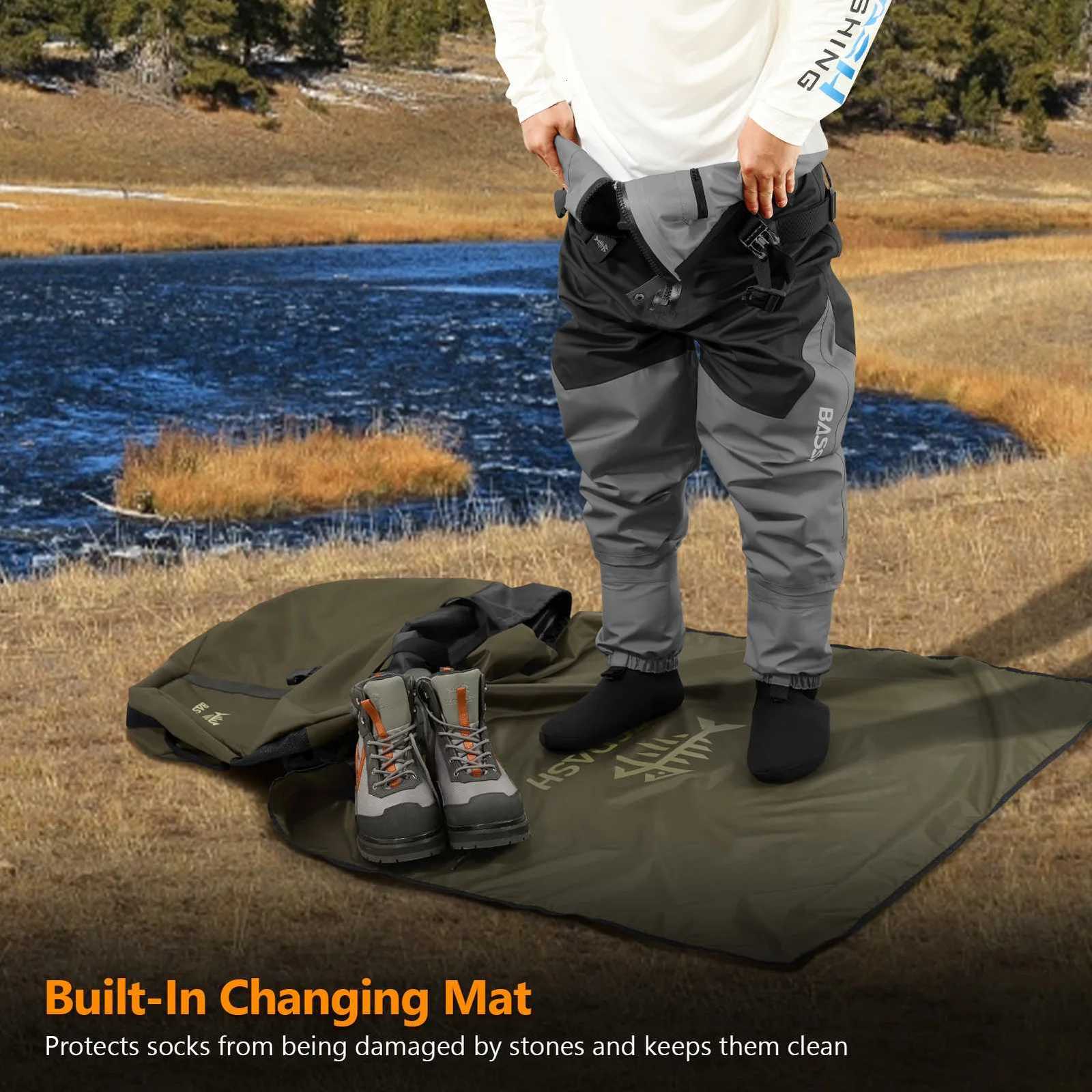 BASSDASH Wader Bag Foldable with Changing Mat Shoulder Strap Handles Mesh Boot Storage for Fishing Travel Hunting Hiking FP08W251115