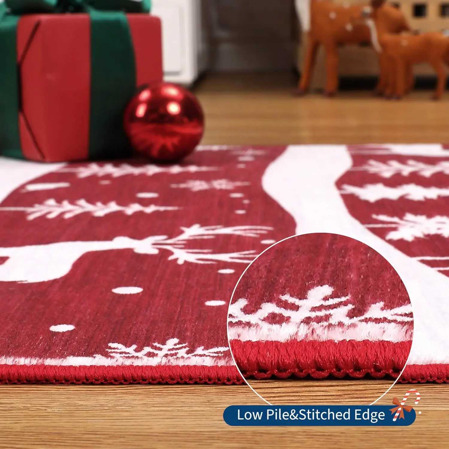 Creative Christmas Rugs Prints Soft Low Pile Area Rug Stain Resistance Non Shedding Floor Carpet for Dining Room KitchenM251117