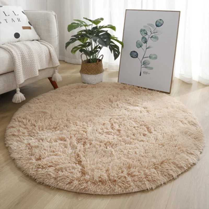 Round Fluffy Plush Carpet Super Soft Floor Mat for Bedroom Living Room Nursery Kids Room Home Cozy Decorative Area RugM251117