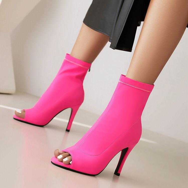 Cool Boots 2023 new summer patent leather stiletto ankle boots Jazz Dance dance high heels women's shoes large size J250417
