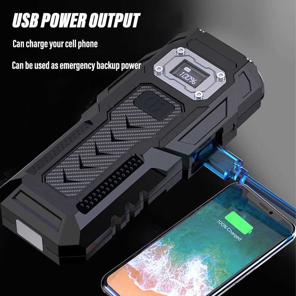 Super Bright LED Flashlight Rechargeable Torch Portable Work Light Outdoor Camping Light with High Brightness COB Side Light M251117