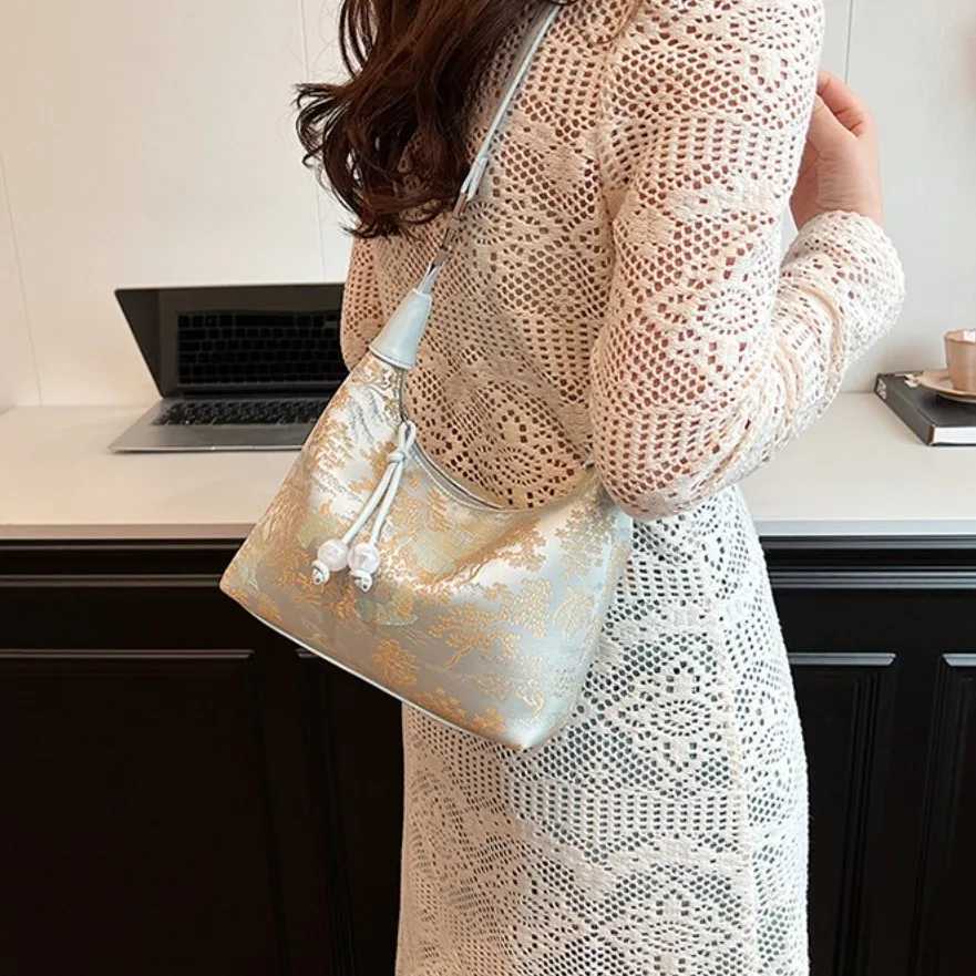 Fashion Embroidered Chinese Style Handbag Canvas Zipper Pea Purses Adjustable Cheongsam Bag Women Z250617