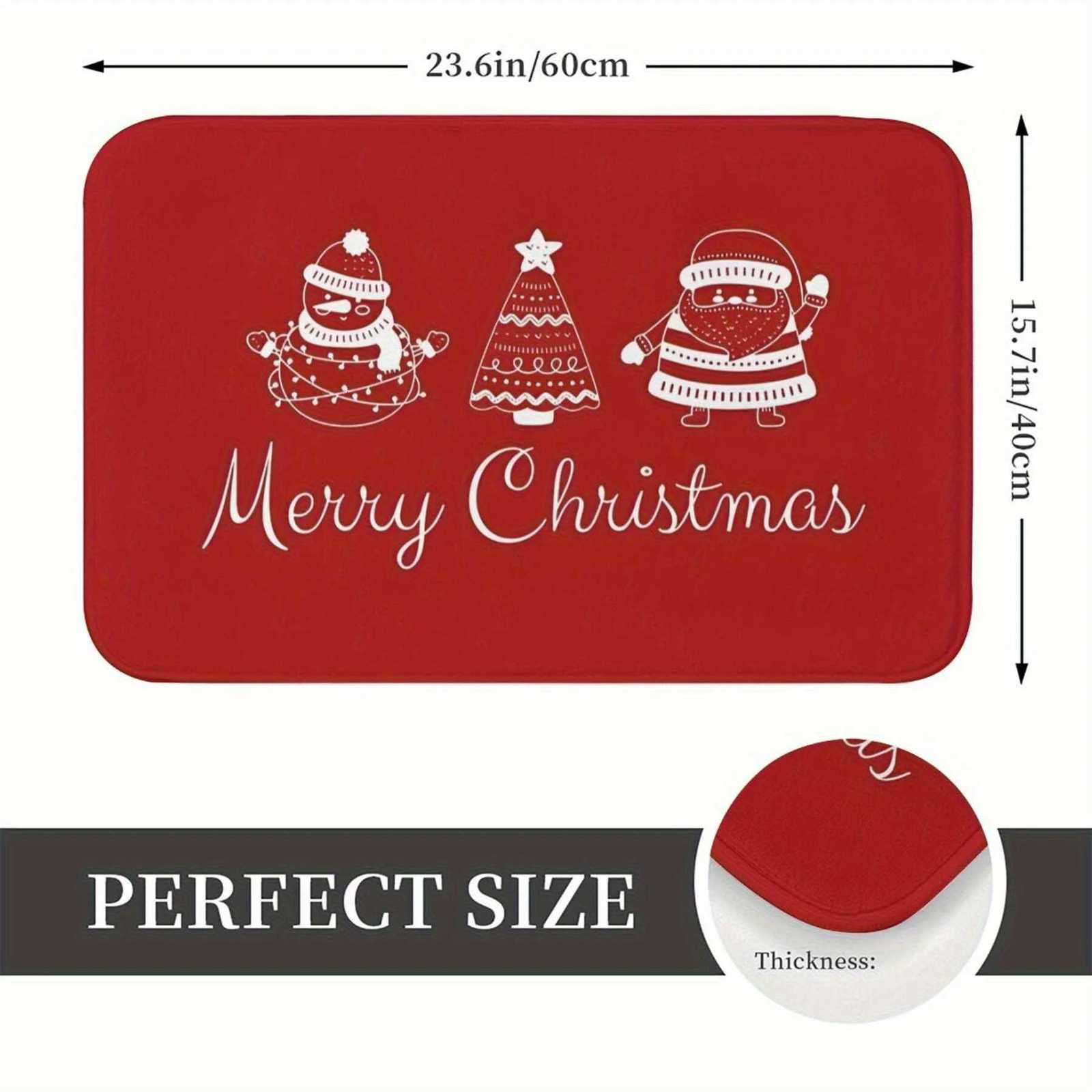 One Piece Non-Slip Christmas Door Mat- Polyester Machine Washable Rectangular Rug Lightweight Indoor Welcome Carpet with NonM251117
