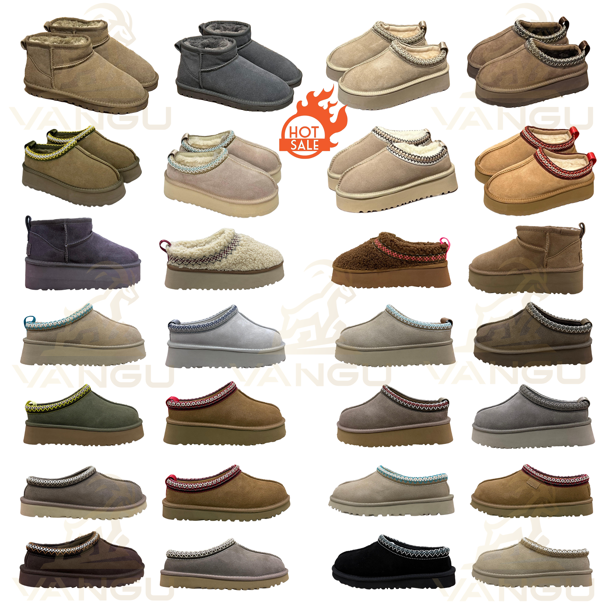 Tasman Slippers Tazz Chestnut mustard seed Sand Fur Slides Sheepskin Classic Platform Boot Ultra Mini Winter Women Men Slip-on Shoes Suede Upper Wool Fall Size 35-47