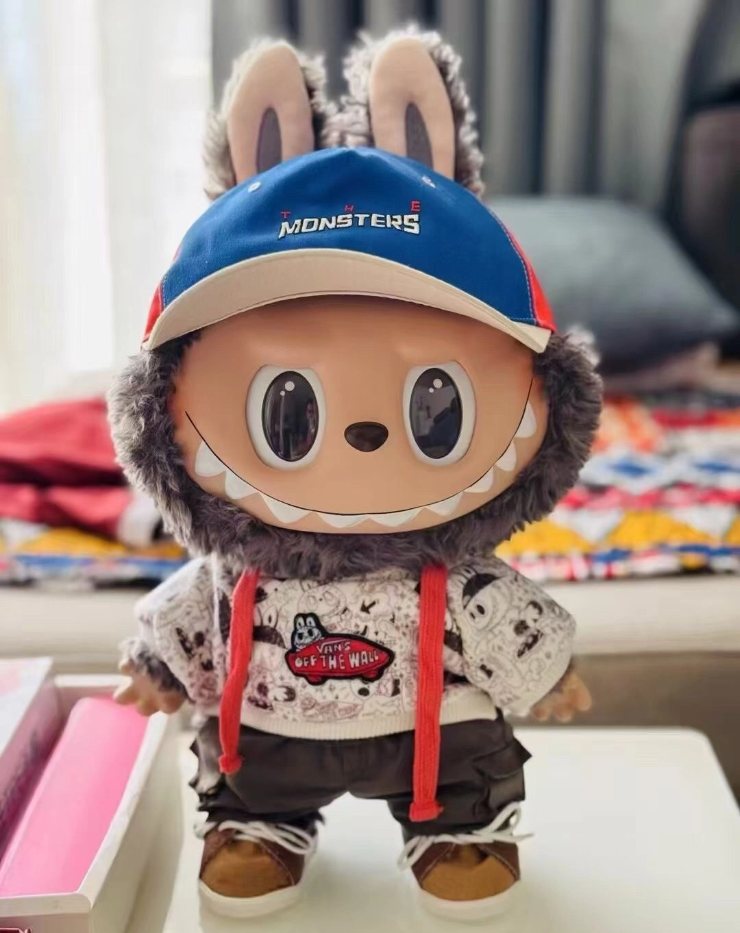 38Cm Labubu Vans Collaborative Limited Edition Monster Vinyl Plush Toy Cute Big Doll For Collection Gifts