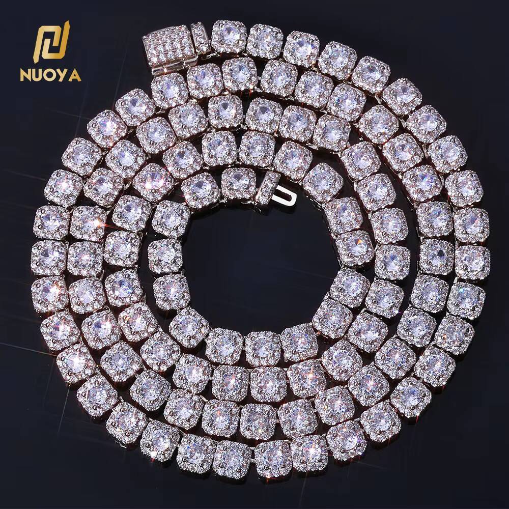 Moissanite 5mm High Quality Clustered Tennis Chain Hip Hop Jewelry Iced Diamond Clustered Tennis Chain Necklace