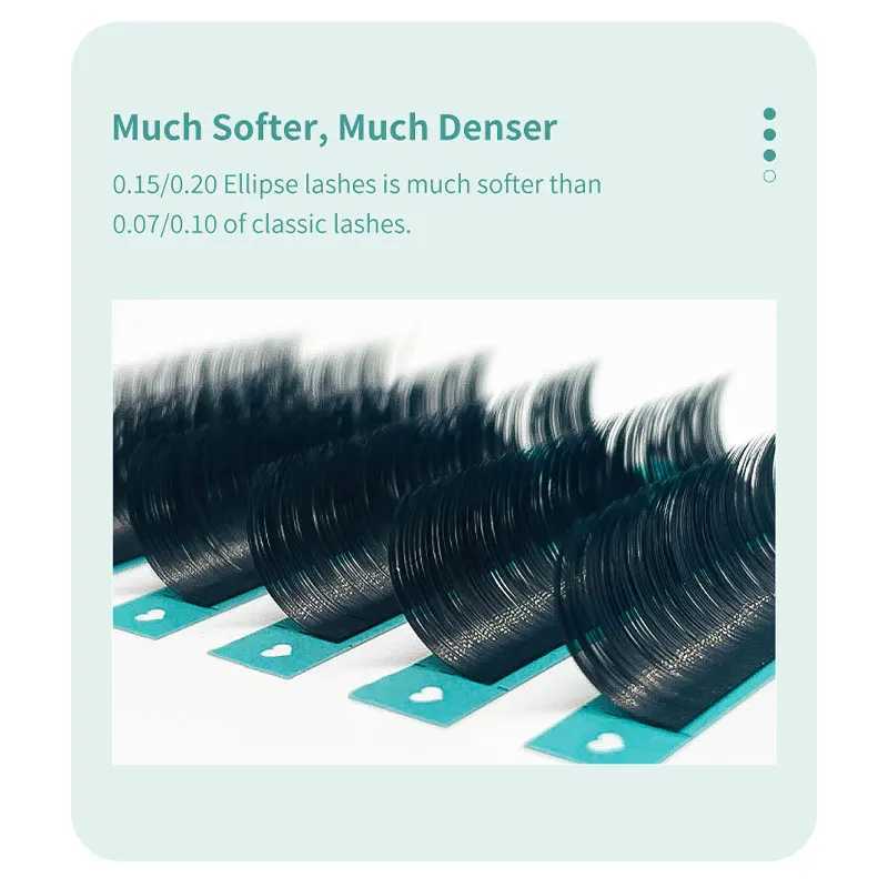 DIYDAY Ellipse Flat Eyelash Extension Split Tips Matte Black False Lashes Super Soft Flat Shaped Individual Faux Mink EyelashesT251117