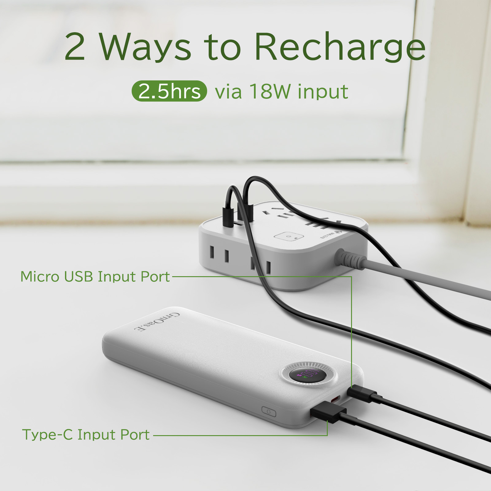 Portable Charger,10000 mAh Power Bank Travel Charger with USB-C(Input&Output),2.4A Fast Charging External Battery Pack Phone Charger Compatibl,White a
