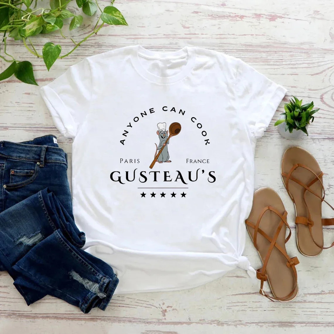Ratatouille Shirt Chef Remy T-shirt Pixar Rat King Anyone Can Cook Y2K Top Remy Gusteau Shirt Cute Mouse Womens Printed Shirt 250410