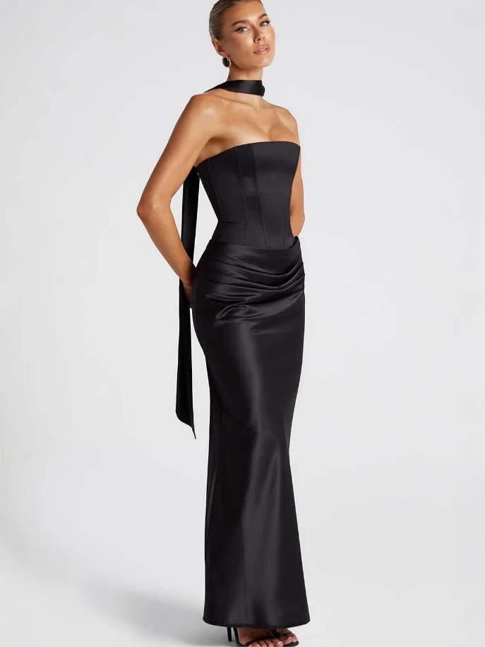 K415Elegant Women's Slim Long Suit Skirt in Solid Colors for Spring and Summer 2025