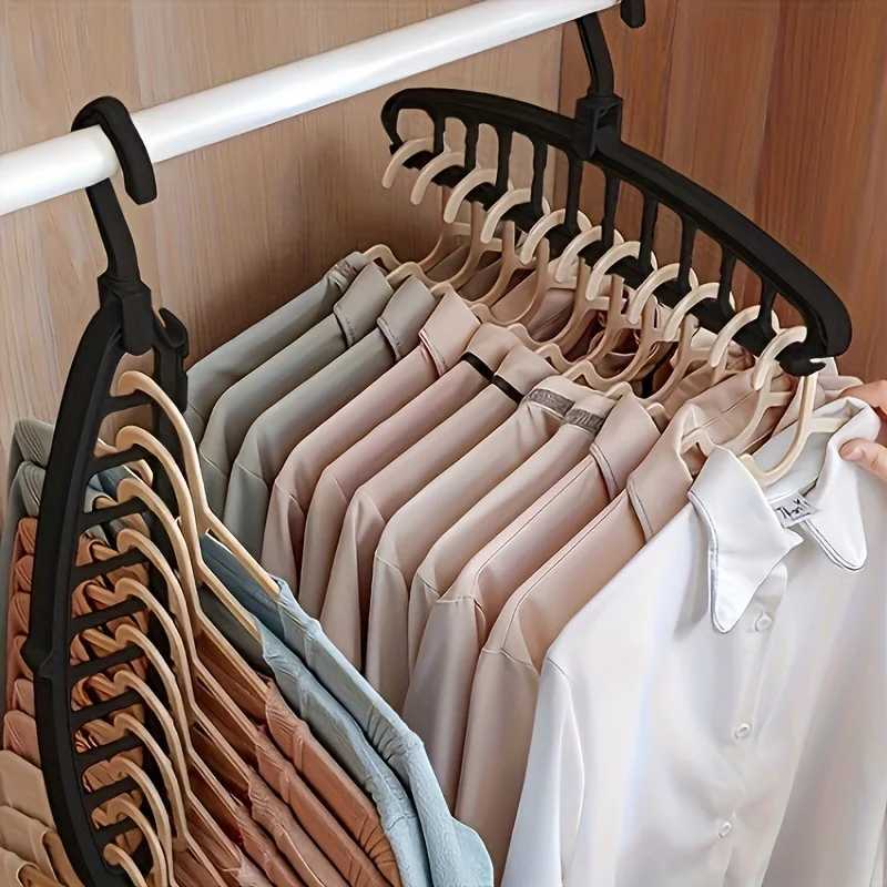 1pcs 11-hole clothes hanger organizer multi-functional mark-free clothes hanger home-use magic folding clothes drying rack C251117