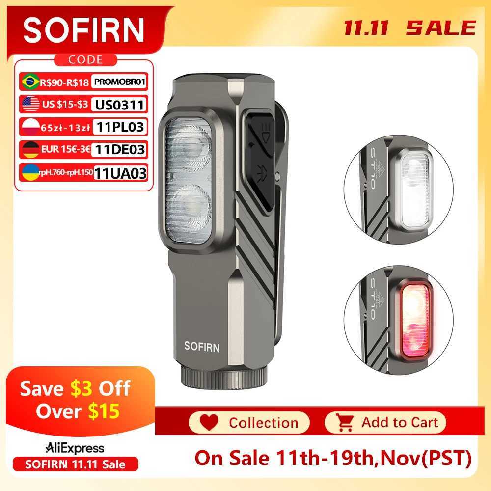New Sofirn ST10 EDC Flashlight 14500 1000LM USB C Rechargeable Waterproof With Red Light Magnetic Tail Clip For Camping Emerge M251117