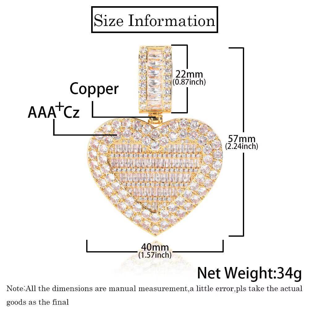 Laboratory cultivation of Moissanite Personality Iced Out CZ Locket Custom Heart Family Memory Photo Frame Pendant With Acrylic