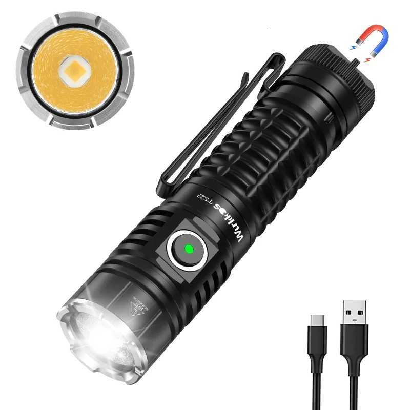 Wurkkos TS22 Rechargeable 21700 LED Flashlight XHP70D HI Max 4500LM IP68 with Magnet Tail Reverse Charging for Hiking M251117