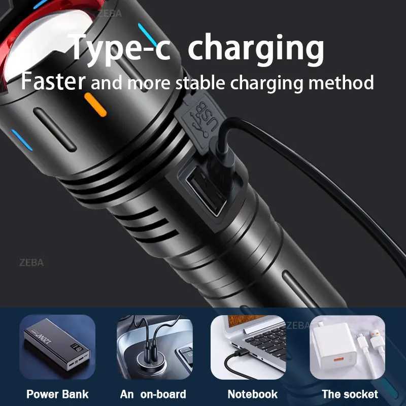 100000000LM Most Powerful Led Flashlight Rechargeable Led Flashlights High Power Zoom Torch Long Range 2000m Tactical Lantren M251117