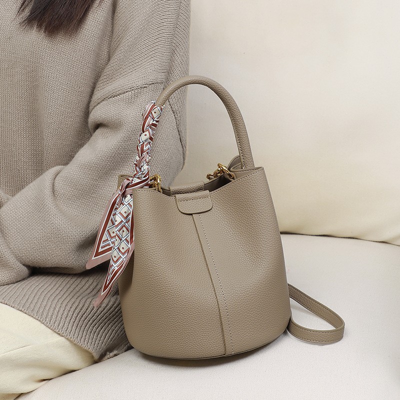 Stylish Versatile Genuine Leather Handbag - Mini Commuter Messenger and Bucket Bag Combo