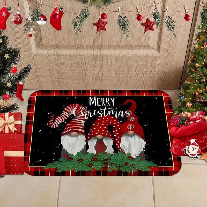 Christmas With Holly Berry Pattern Welcome Floor Mat Premium Flannel Bathroom Living Room Bedroom Office Christmas DecorM251117