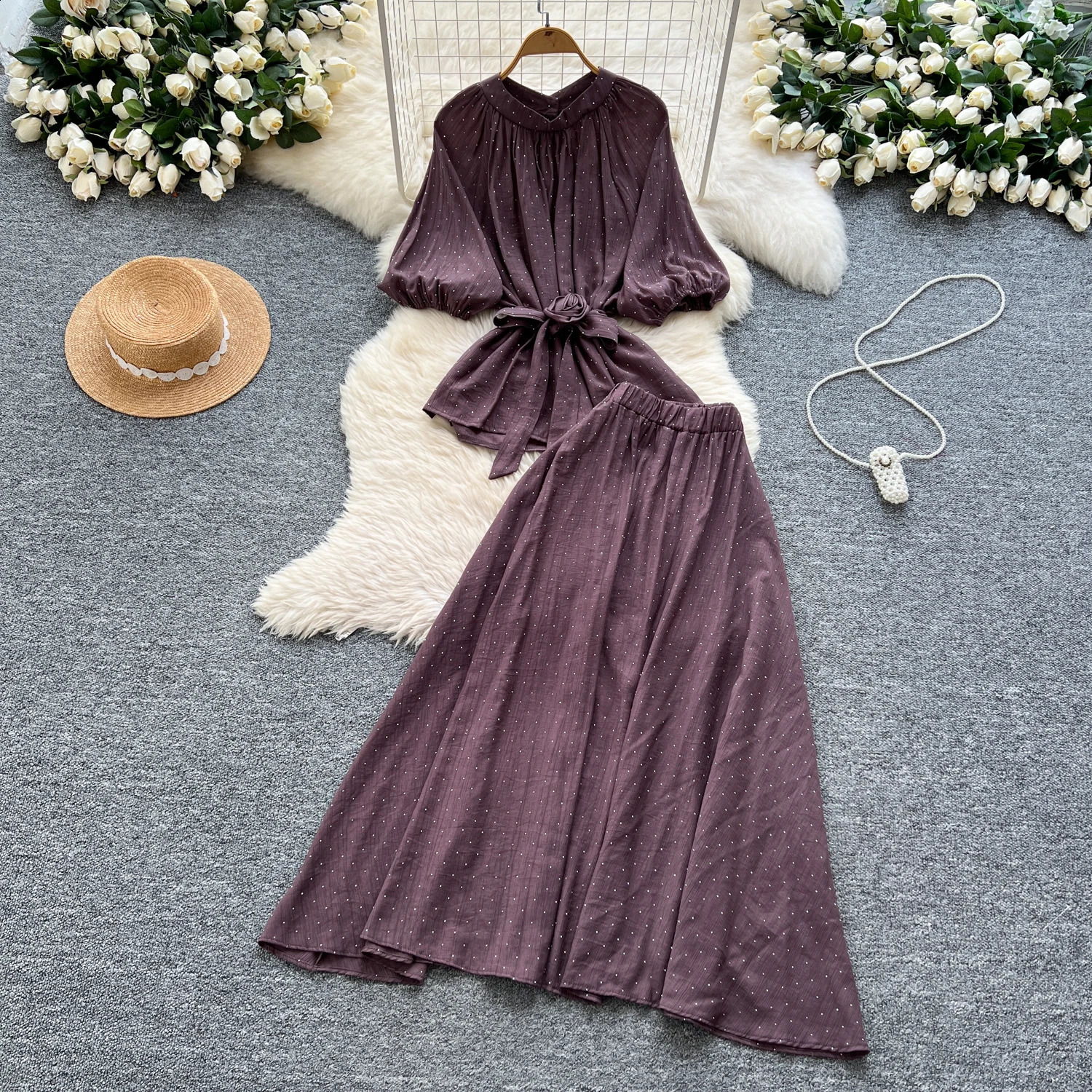 Two piece threedimensional Lant sleeping gown for women fashionable summer tight fitting womens clothing 250414Z