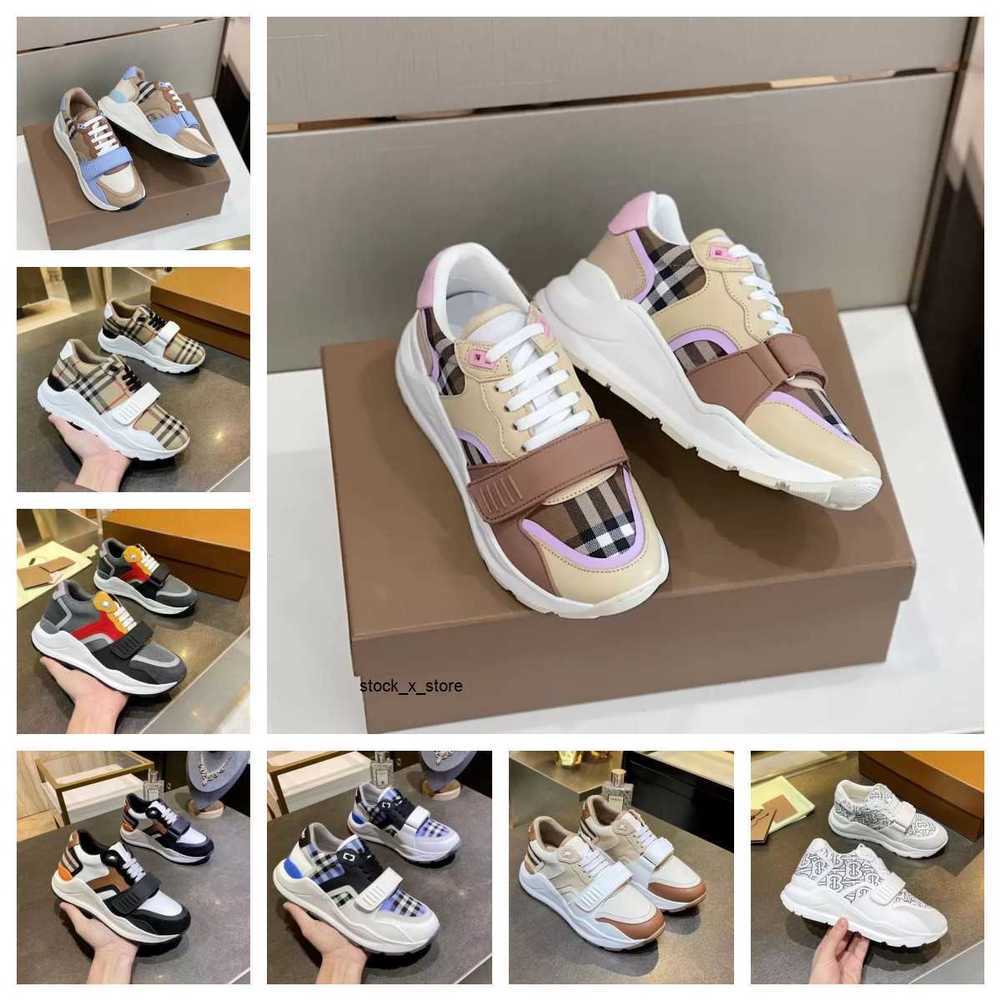 vintage plaid Luxury Genuine leather classic Casual sneakers Shoes Stripe Shoes Fashion trainer men and women color strip sneakers sp burberrys2 Burberrys 58P4
