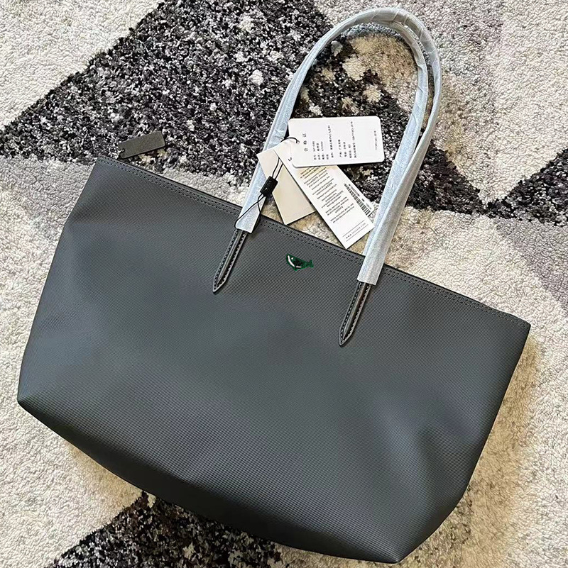 French New Solid Color Crocodile Women's Horizontal Tote Bag Shopping Large Capacity Shoulder Bag Fashion Zipper Handbag